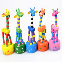 Holz Rocking Animals Puppet, Giraffe, für Kinder, gemischte Farben, 42x180mm, verkauft von PC