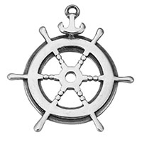 Bijoux pendentifs en acier inoxydable , roue de bateau, modèle nautique & noircir, 27x28x4mm, Trou:Environ 1mm, 10PC/lot, Vendu par lot