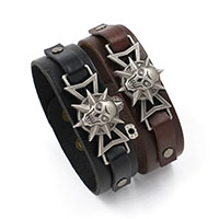 Men Bracelet Cowhide with Zinc Alloy Skull plated for man nickel lead & cadmium free 22mm Sold Per Approx 9 Inch Strand