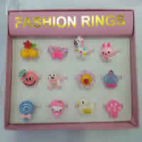 Resin Cuff Finger Ring, with PC Plastic, for children & mixed, 10mm, US Ring Size:4, 12PCs/Box, Sold By Box