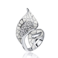 Zinc Alloy Cuff Finger Ring platinum color plated & for woman & enamel & with rhinestone lead & cadmium free Sold By PC
