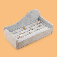 Velvet Ring Display, Velveteen, with Cardboard, Sofa, grey, 213x52x104mm, Sold By PC