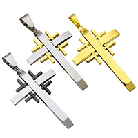 Stainless Steel Cross Pendants, plated, more colors for choice, 35x56x3.50mm, Hole:Approx 6x11.5mm, Sold By PC
