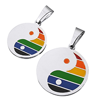 Stainless Steel Pendants Flat Round & enamel original color Sold By PC