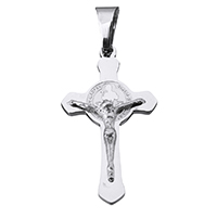 Stainless Steel Cross Pendants, Crucifix Cross, with letter pattern, original color, 19x35x5mm, Hole:Approx 5x8mm, Sold By PC
