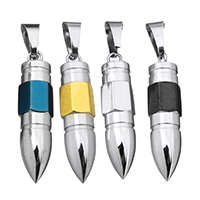 Stainless Steel Bullet Pendant, plated, more colors for choice, 8x34x8mm, Hole:Approx 5x8mm, Sold By PC