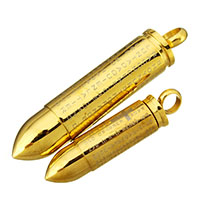 Stainless Steel Bullet Pendant gold color plated with cross pattern & with letter pattern Sold By PC