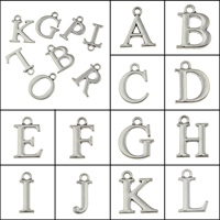 Tibetan Style Alphabet and number Pendants, Letter, antique silver color plated, letters are from A to Z & different styles for choice, lead & cadmium free, 5.5x15.5x1.5mm-16.5x16x1.5mm, Hole:Approx 1.5mm, 50PCs/Bag, Sold By Bag