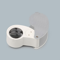 ABS Plastic Magnifier, with Stainless Steel, 40 times & LED, original color, 60x28mm, 25mm, Sold By PC