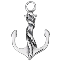 Stainless Steel Pendants, Anchor, nautical pattern & blacken, 24x39x3mm, Hole:Approx 5mm, 10PCs/Lot, Sold By Lot