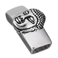 Edelstahl Armband Zubehör, Buddha, Schwärzen, 42x24x15mm, Bohrung:ca. 12x6mm, 10PCs/Menge, verkauft von Menge