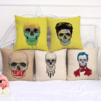 Cushion Cover Cotton Fabric with skull pattern Sold By PC