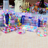 Дети DIY Строка бисер сентября, Акрил, с пластиковая коробка, Прямоугольная форма, для детей & разные стили для выбора, 175x100x23mm, продается Box