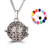 Brass Pregnant Ball Locket Sweater Necklace with Sponge Round plated Essential oil diffusion & rolo chain & for woman & hollow lead & cadmium free 80cm Sold Per Approx 31.5 Inch Strand
