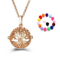 Brass Pregnant Ball Locket Sweater Necklace, with Sponge, Tree, plated, Essential oil diffusion & rolo chain & for woman & hollow, more colors for choice, lead & cadmium free, 80cm, Sold Per Approx 31.5 Inch Strand