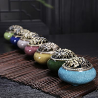 Traditional Ceramic Inserted Burner Incense Seat, Porcelain, more colors for choice, 100x100x72mm, Sold By PC