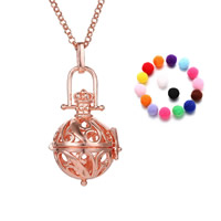 Pregnant Ball Locket Pendant, Brass, with Sponge, Round, plated, Essential oil diffusion & hollow, more colors for choice, lead & cadmium free, 20mm-30mm, Hole:Approx 2-4mm, Sold By PC