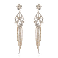 Fashion Fringe Earrings Zinc Alloy brass post pin gold color plated for woman & with rhinestone nickel lead & cadmium free Sold By Pair
