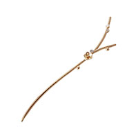 Hair Stick Zinc Alloy with Plastic Pearl Oriental Cherry gold color plated for woman & with rhinestone nickel lead & cadmium free 150mm Sold By PC