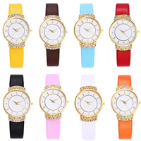 Women Watch Bracelet, PU Leather, with Tibetan Style dial & Glass, plated, adjustable & for woman & with rhinestone, more colors for choice, nickel, lead & cadmium free, 36x80mm, 14mm, Length:Approx 9 Inch, Sold By PC