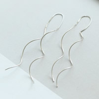 Brass Thread Through Earrings, silver color plated, nickel, lead & cadmium free, 90-100mm, Sold By Pair