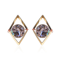 Brass Stud Earring with Abalone Shell real gold plated nickel lead & cadmium free Sold By Pair