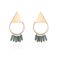 Brass Drop Earring with Resin real gold plated nickel lead & cadmium free Sold By Pair