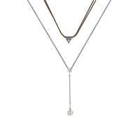 Cink Alloy nakit ogrlice, s ABS plastike biser, pozlaćen, s Rhinestone & 2-cjedilu, dovesti i kadmija besplatno, 75x8mm, Prodano Per Približno 14.5 inčni Strand