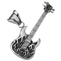Stainless Steel Pendants, Guitar, blacken, 60x29x5mm, Hole:Approx 5x9mm, Sold By PC