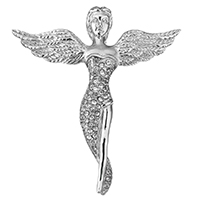 Bijoux pendentifs en acier inoxydable , ange, avec strass, couleur originale, 45x50x13mm, Trou:Environ 4x10mm, Vendu par PC