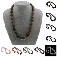 Ожерелья из драгоценных камней, Полудрагоценный камень, Комкообразная форма, различные материалы для выбора, 10x12mm-17x25mm, Продан через Приблизительно 17.5 дюймовый Strand