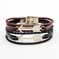 Unisex Bracelet Cowhide with Zinc Alloy arrowhead platinum color plated Sold Per Approx 8.9 Inch Strand