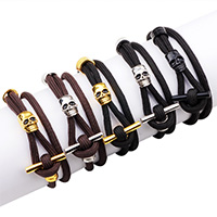 Unisex Bracelet, corde en nylon, avec alliage de zinc, crane, Placage de couleur platine, unisexe & 2 fils, plus de couleurs à choisir, 5mm, Vendu par Environ 16.9 pouce brin