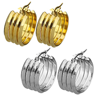 Stainless Steel Hoop Earring, plated, for woman, more colors for choice, 13x26mm, 5Pairs/Lot, Sold By Lot