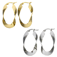 Stainless Steel Hoop Earring, plated, for woman, more colors for choice, 23x43mm, 5Pairs/Lot, Sold By Lot