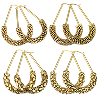 Stainless Steel Hoop Earring, gold color plated, different styles for choice & for woman, 43x59mm, 5Pairs/Lot, Sold By Lot