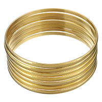 Stainless Steel Bangle, gold color plated, for woman, 4mm, Inner Diameter:Approx 68mm, 7PCs/Set, Sold By Set