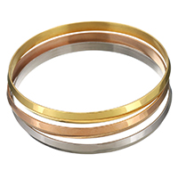 Stainless Steel Bangle, plated, for woman, 6mm, Inner Diameter:Approx 68mm, 3PCs/Set, Sold By Set