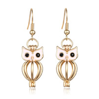 Brass Owl plated for woman & enamel & with rhinestone & hollow lead & cadmium free 20mm-30mm Sold By Pair