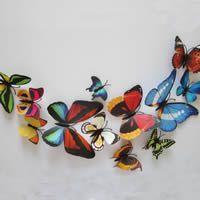 3D Wandaufkleber, PVC Kunststoff, mit Harz, Schmetterling, klebrig & 3D-Effekt & mit Magnet & verschiedene Stile für Wahl, 60-120mm, 12PCs/setzen, verkauft von setzen