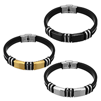 Unisex Bracelet, silicone, avec acier inoxydable, Placage, unisexe, plus de couleurs à choisir, 41x13mm, 10mm, Vendu par Environ 8.5 pouce brin