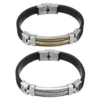Unisex Armband, Kuhhaut, mit Edelstahl, plattiert, keine, 27x10mm, 10mm, verkauft per ca. 8.5 ZollInch Strang