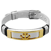 Unisex Bracelet Stainless Steel with Silicone Anchor plated nautical pattern 10mm Sold Per Approx 9.5 Inch Strand