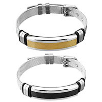 Unisex Bracelet, acier inoxydable, avec silicone, Placage, unisexe, plus de couleurs à choisir, 41x12mm, 10mm, Vendu par Environ 9.5 pouce brin