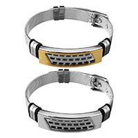 Unisex Bracelet, acier inoxydable, avec silicone, Placage, unisexe, plus de couleurs à choisir, 42x12mm, 10mm, Vendu par Environ 9.5 pouce brin