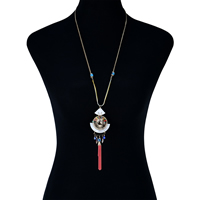 Zinklegierung Pullover Halskette, mit Kristall & Harz, plattiert, mit Bemaltung & facettierte & mit Strass, frei von Blei & Kadmium, 740x160x50mm, verkauft per ca. 29 ZollInch Strang
