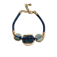 Zinc Alloy Bracelet with PU Leather plated with painted lead & cadmium free Sold Per Approx 8 Inch Strand