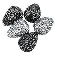 Rhinestone Clay Pave Beads, Teardrop, with rhinestone, more colors for choice, 14x18x14mm, Hole:Approx 1mm, 10PCs/Bag, Sold By Bag