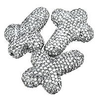 Rhinestone Clay Pave Beads, Cross, with rhinestone, 25x35x14mm, Hole:Approx 1mm, 10PCs/Bag, Sold By Bag