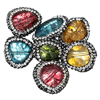 Crackle Quartz Beads, with Rhinestone Clay Pave, more colors for choice, 15-17x18-23x7-10mm, Hole:Approx 1mm, 10PCs/Bag, Sold By Bag